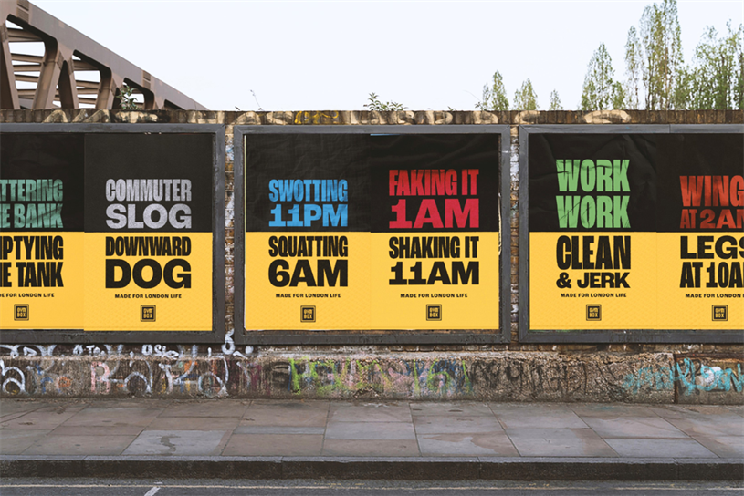 An image of a billboard from the 'Made for London Life' gym advertising campaign from London gym chain Gymbox