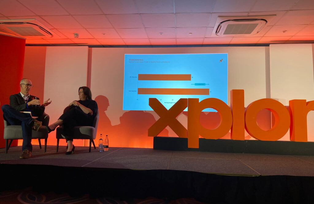 Guy Griffiths and Julie Allen on stage at the Xplor Xperience 2023