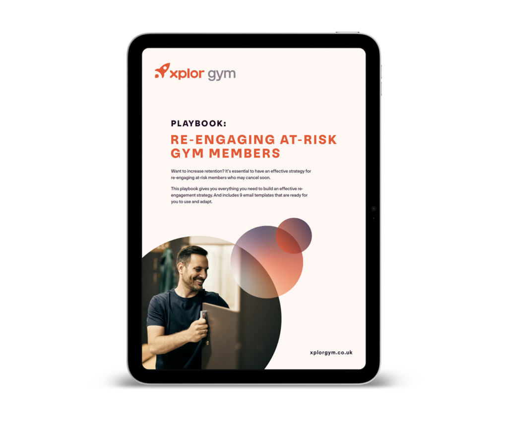 An image of the playbook for re-engaging at-risk gym members on a tablet device.