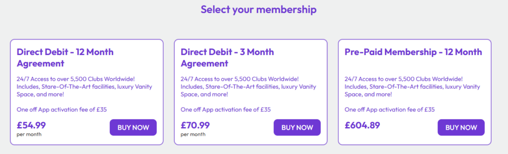 A screenshot showing the gym membership prices available at Anytime Fitness Bermondsey on 5 January 2026